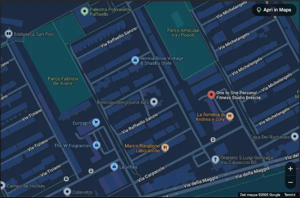Mappa: One to One Personal Fitness Studio in Via Carpaccio 41 a Brescia. Apri in Google Maps